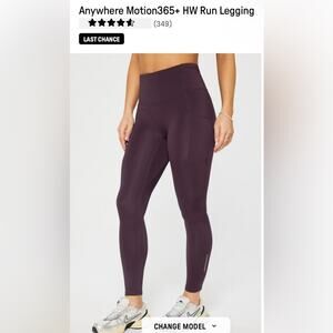 Fabletics Anywhere Motion365+ HW Run Legging Deep Plum Size Large